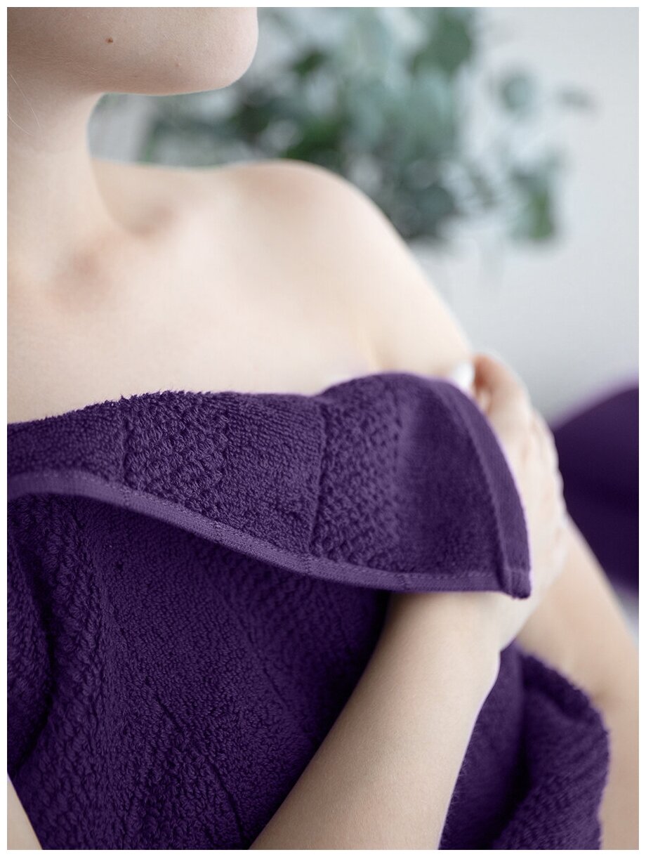 Махровое полотенце LOVEME Milano 70х140см, цвет фиолетовый (баклажан) - фотография № 8