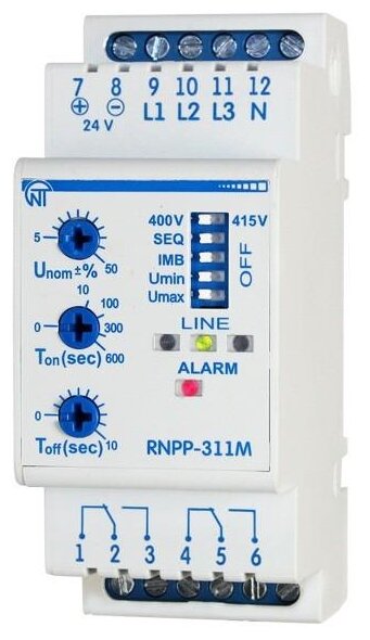 Новатек-Электро Реле напряжения, перекоса и последовательности фаз РНПП-311М-24V 3425602311