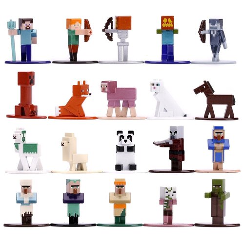 jada minecraft nano metalfigs 100% литой металл глухая сумка Набор Jada Toys Nano Metalfigs Minecraft wave 3 1.65 (20 Pack) 31431