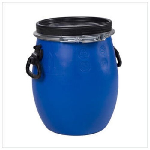 Бочка пластиковая, 48 литров, со съемной крышкой и хомутом, синий