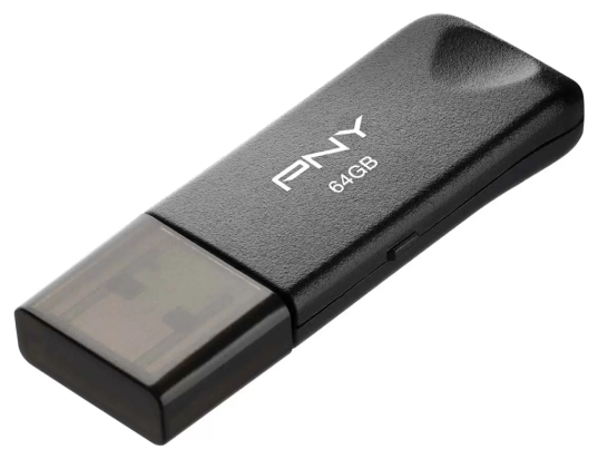 Флеш-диск 64GB PNY Attache Classic USB 2.0, черный [FD64GATTCKTRK-EF]