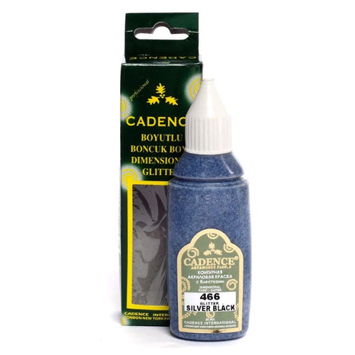 Краска акриловая контурная Cadence Glitter Dimensional Paint, 50 ml. Silver Black-466