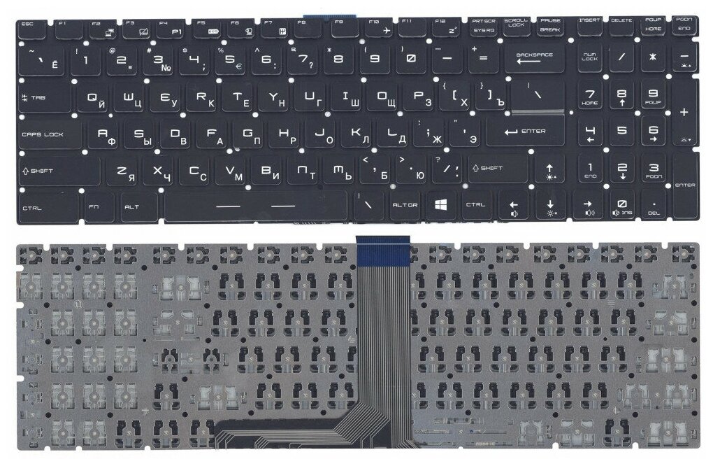 Клавиатура для ноутбука MSI GT72 GS60 GS70 GP62 GL72 GE72 черная с белой подсветкой