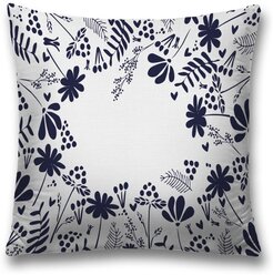 Наволочка декоративная на молнии, чехол на подушку JoyArty "Синие цветочки" 45х45 см