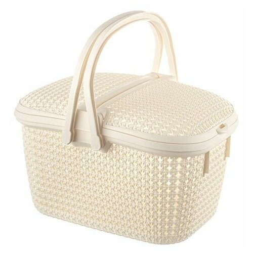 Корзина для пикника плетеная 25 л корзинка с ручками для путешествий,