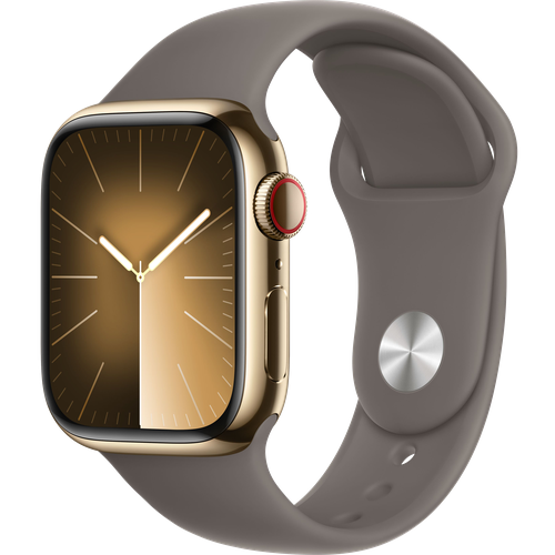 Умные часы Apple Watch Series 9 41 мм Steel Case GPS + Cellular, Gold/Clay Sport Band