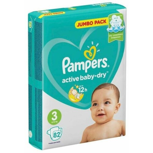 Подгузники «Pampers» Active Baby-dry Midi (6-10 кг), 82 шт