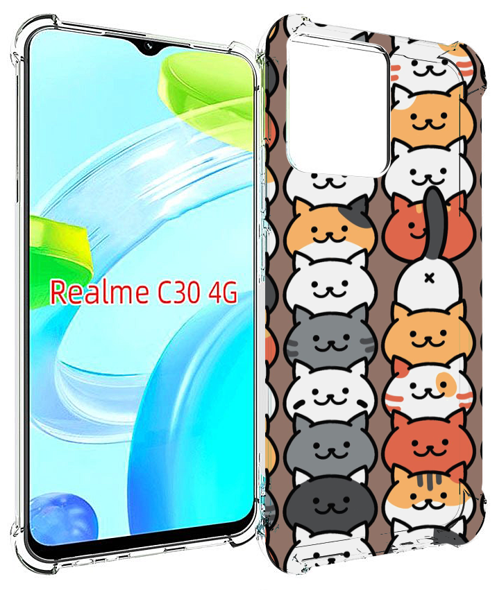 Чехол MyPads Найди-кота для Realme C30 4G / Narzo 50i Prime задняя-панель-накладка-бампер