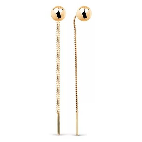 Серьги продевки из золота 585-й пробы, вес 1,13г, длина 5 см