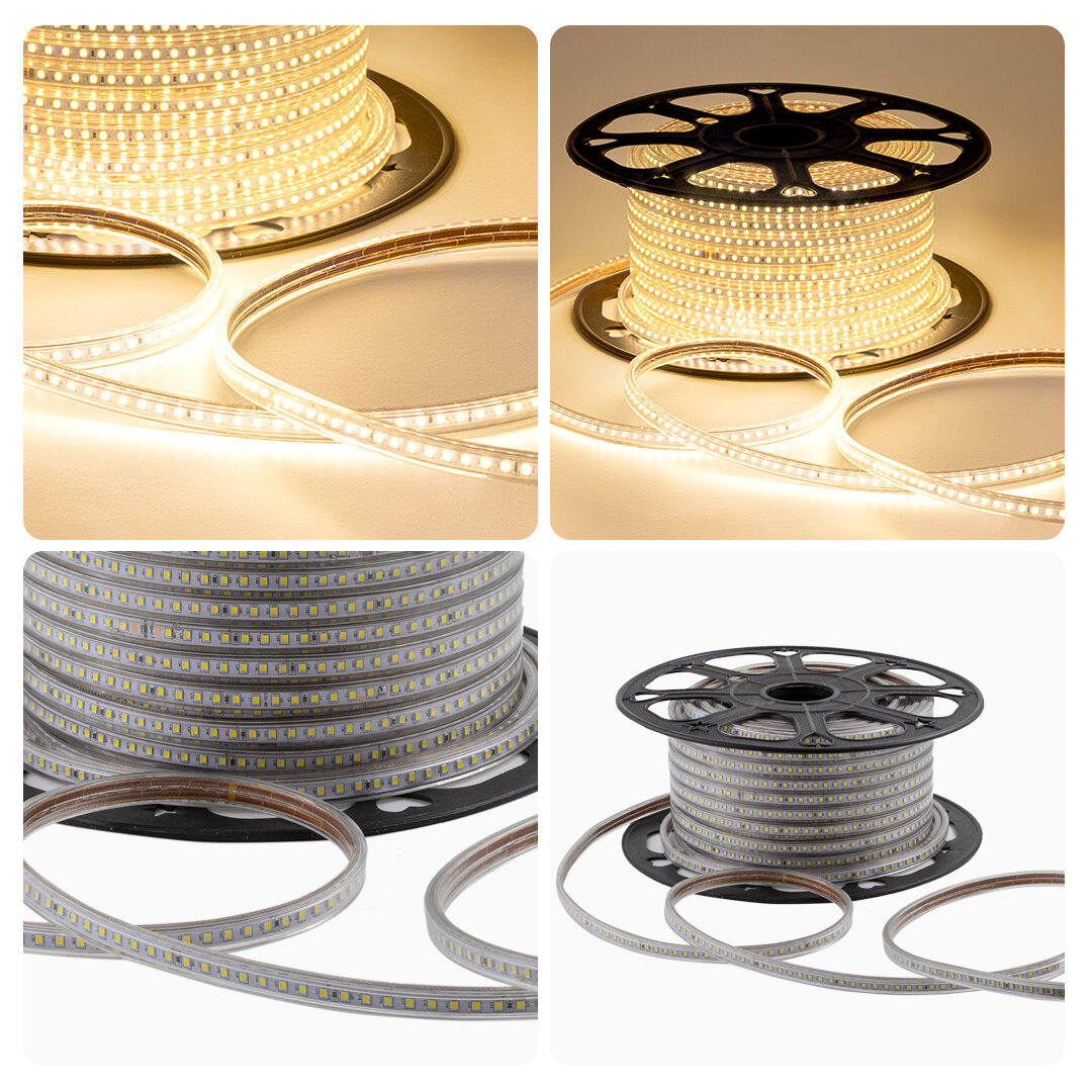 Светодиодная влагозащищенная лента OGM 7W/m 120LED/m 2835SMD теплый белый 50M - фото №7