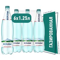 Минеральная вода Borjomi газированная, ПЭТ, 6 шт. по 1.25 л