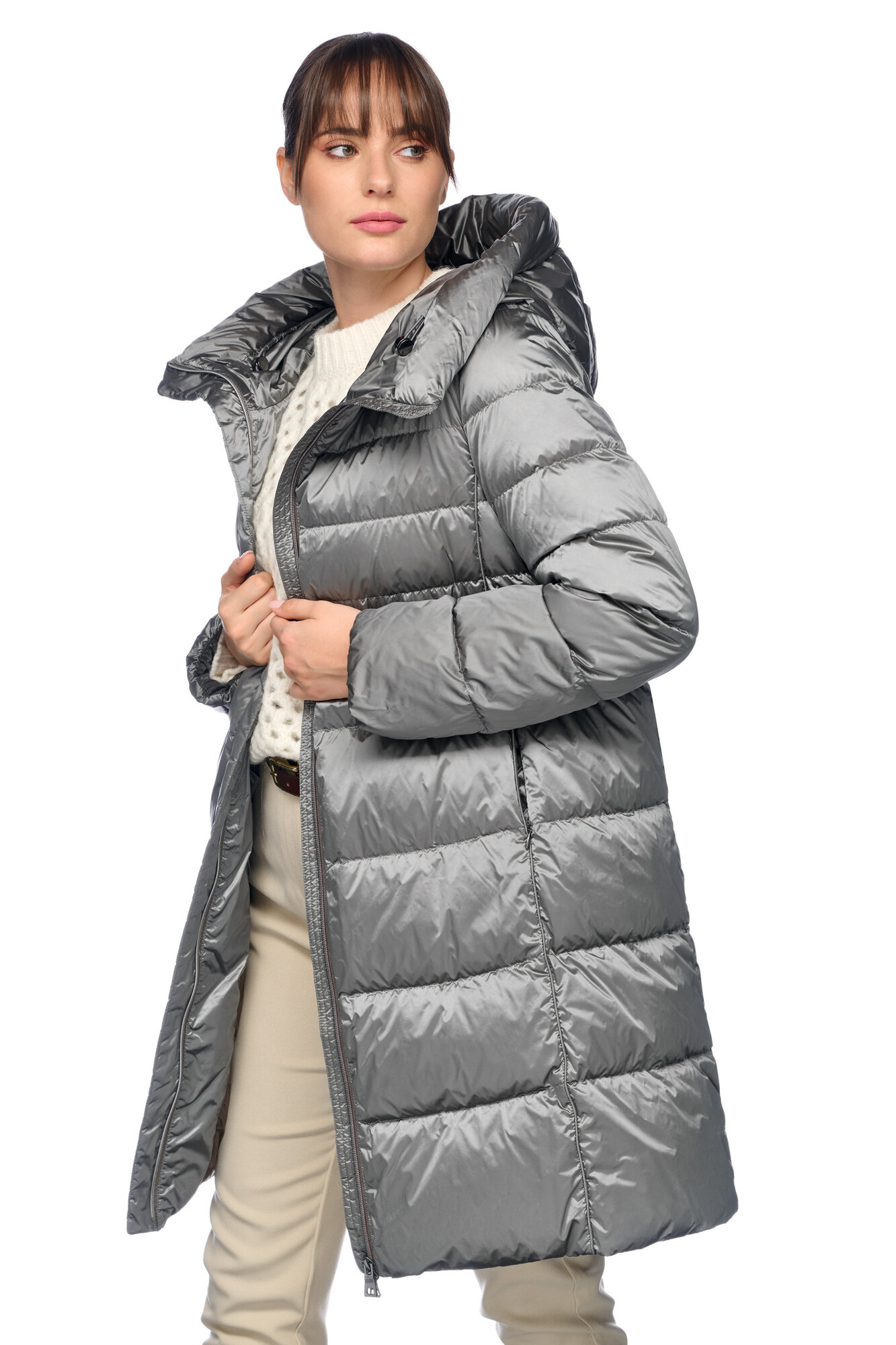 Пуховик GEOX Adrya, размер 38, dark ghost gray — фото 1