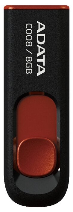 Флэш-накопитель usb2 8gb black/red ac008-8g-rkd a-data