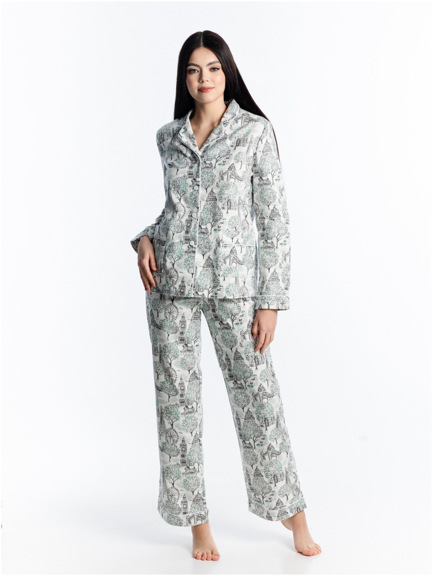 Пижама женская фланелевая impresa 50 рубашка и брюки - фотография № 5
