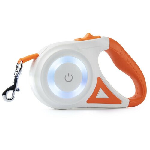 Поводок-рулетка для собак и кошек с фонариком 3м Pet Paradise, оранжевый