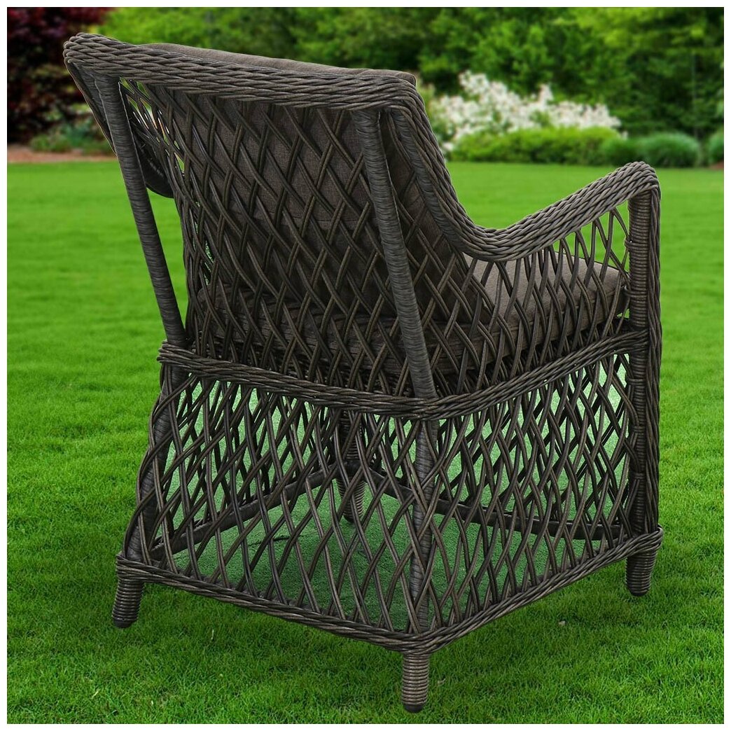 Мебель садовая Green Days, Форео, темно-коричневая, стол, 122х122х75 см, 4 кресла, подушка серо-коричневая