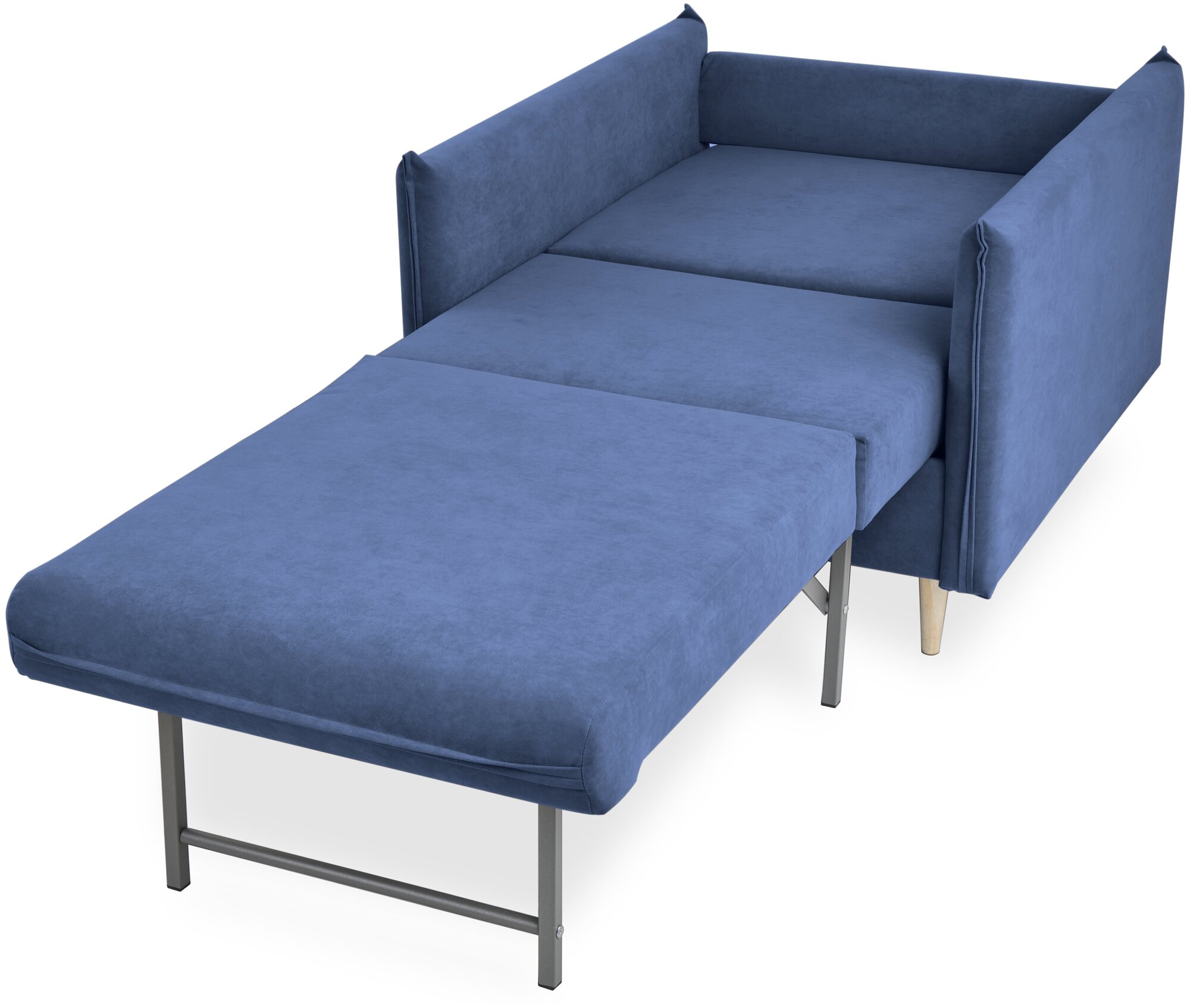 Кресло-кровать, Кресло Brendoss Бёрч раскладное, материал велюр, синий, 90х100х92 см - фотография № 8