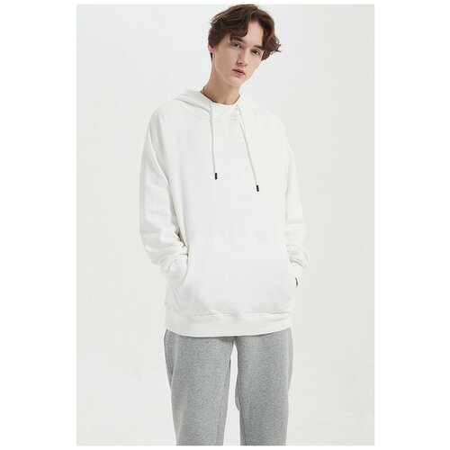 фото Худи теплое на флисе оверсайз белое fifty-sixty shop