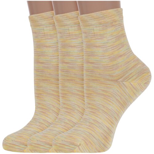 фото Комплект из 3 пар женских носков lorenzline желтые, размер 23 (36-37)