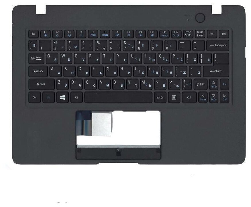 Клавиатура (keyboard) для ноутбука Acer Aspire One Cloudbook AO1-131, 1-131, 1-131M, черная топ-панель