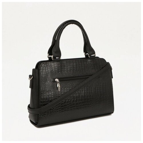 фото Саквояж, отдел на молнии, 2 наружных кармана, длинный ремень, цвет чёрный korban