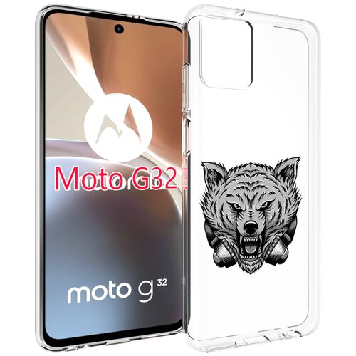 Чехол MyPads Волк-в-наушниках мужской для Motorola Moto G32 задняя-панель-накладка-бампер