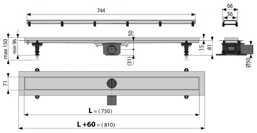 Душевой лоток AlcaPlast APZ13-DOUBLE9-750 - фотография № 6