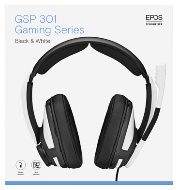 Гарнитура игровая EPOS GSP 301, для компьютера и игровых консолей, накладные, белый / черный [100