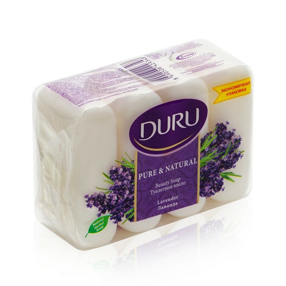 Мыло хозяйственное Duru Pure&Natural с лавандой, 4х85гр - фото №17