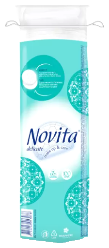 Ватные диски NOVITA "Delicate", косметические, 100 шт (41102209)