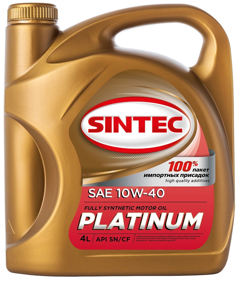 Моторное масло SINTEC Platinum 10W-40 Синтетическое 4 л