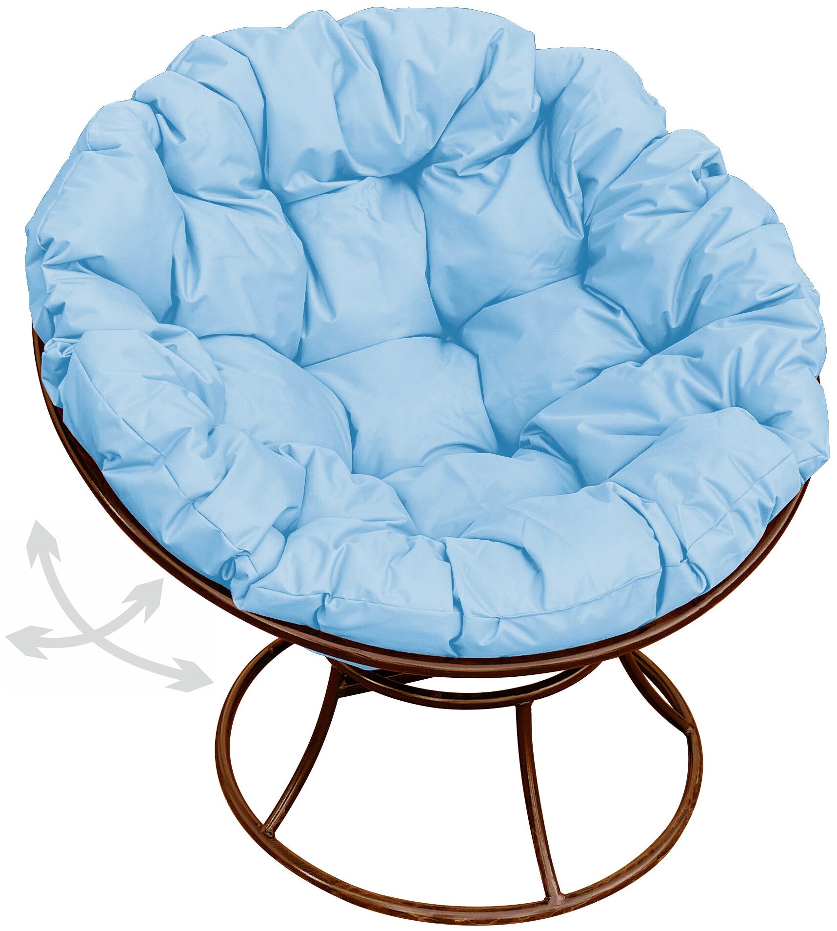 Кресло m-group папасан пружинка коричневое, голубая подушка - фотография № 1