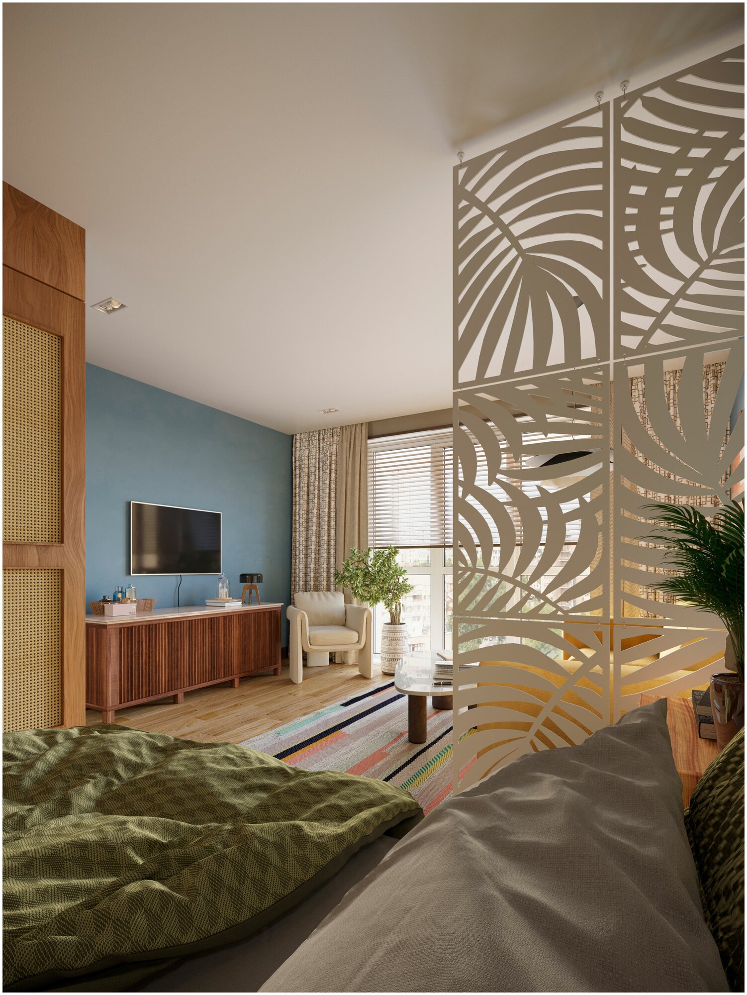 Ширма перегородка для комнаты дома интерьерная декоративная модульная для зонирования пространства - фотография № 5