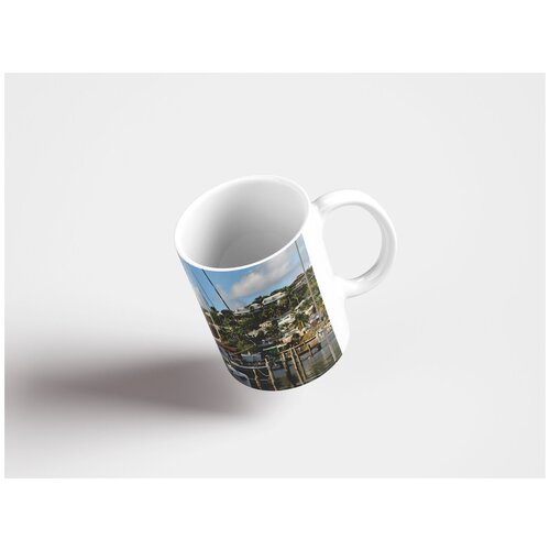 фото Кружка "карибский бассейн, сен мартен, устричный пруд пристань 320 мл. белая lotsprints