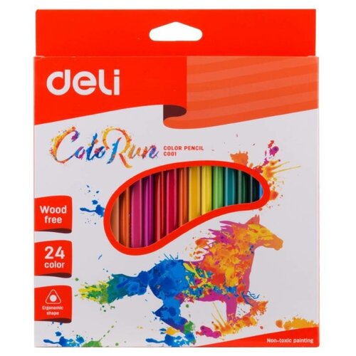 Карандаши цветные Deli 24 цвета, трехгранные (EC00120)