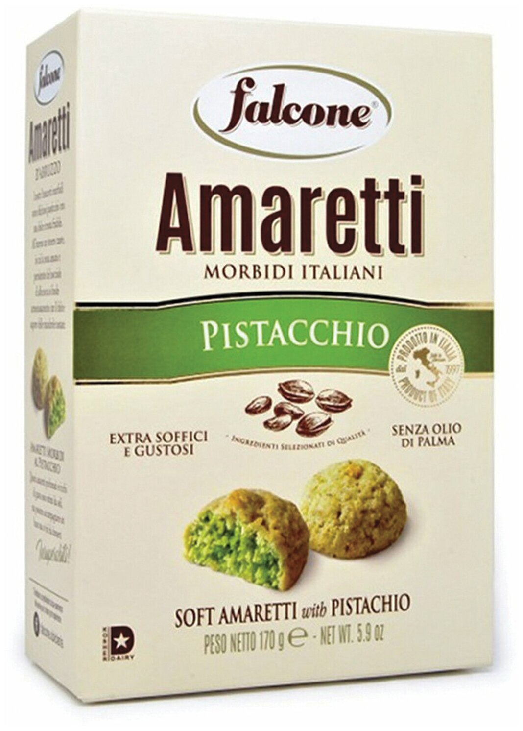 Печенье сдобное FALCONE «Amaretti» мягкое с фисташками, 170 г, картонная упаковка - фотография № 2