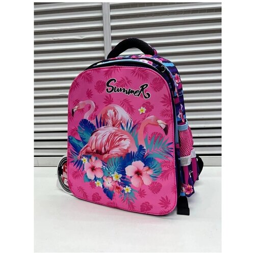 фото Школьный рюкзак, с ортопедической спинкой с меняющимся рисунком, фламинго bsbags