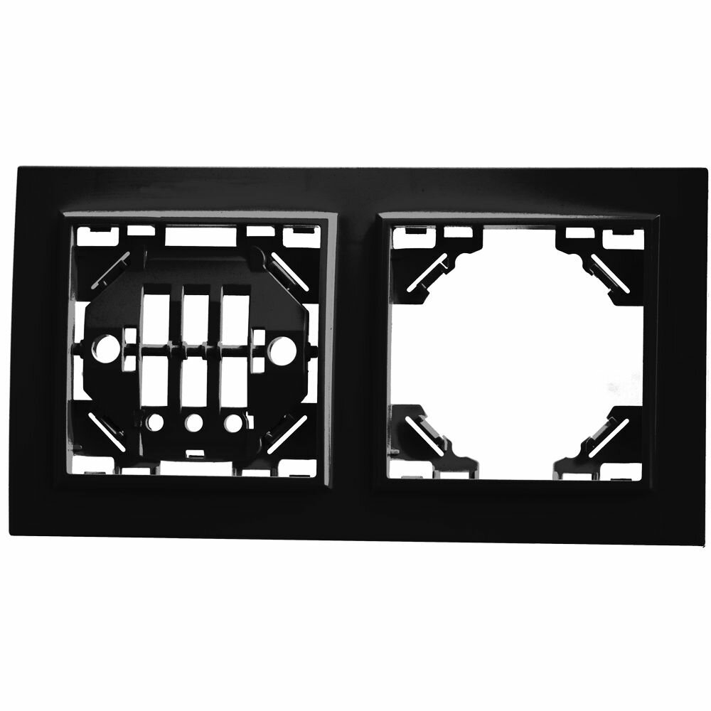 Рамка двухместная горизонтальная, серия Эрна, PFR00-9002-03, черный - фотография № 3