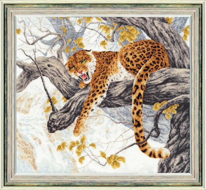 Набор для вышивания «Золотое Руно» ДЖ-047 Леопард на дереве