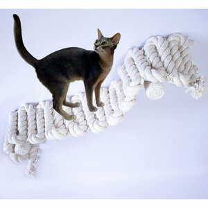 Когтеточка для кошки из хлопка . 110х22 см, 2 брусочка . канат 32 мм, шпилька 8 мм . Котомостик Змейка от Catbridges . Белый . Лежанка .