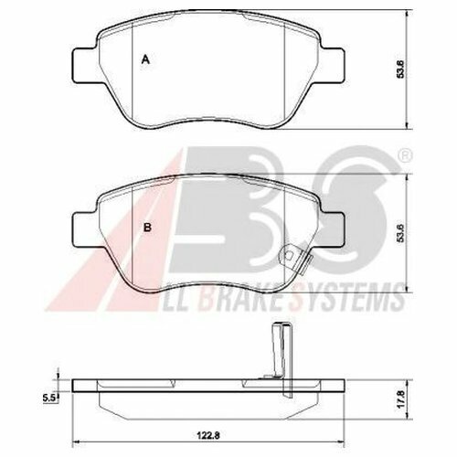 Комплект передних тормозных колодок Abs 37563 для Opel Adam, Corsa