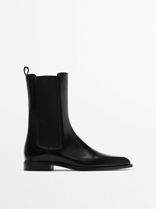 Ботинки  Massimo Dutti, демисезонные,натуральная кожа, размер 37, черный