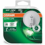 Лампа галогенная Osram H7 Ultra Life 12V 55W, 2шт, 64210ULT- HCB