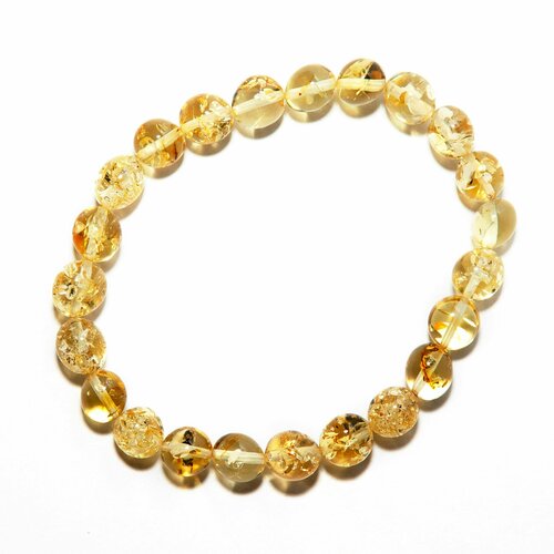 Браслет Балтийский Ювелир Браслет из натурального янтаря, бусины мятый шар 7-8 мм, янтарь, 1 шт., размер 15 см, желтый