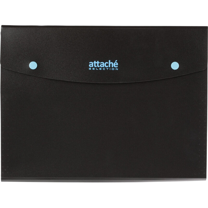 Папка органайзер на кнопке Attache Selection Black&Bluе, А4,500мкм , 6отд