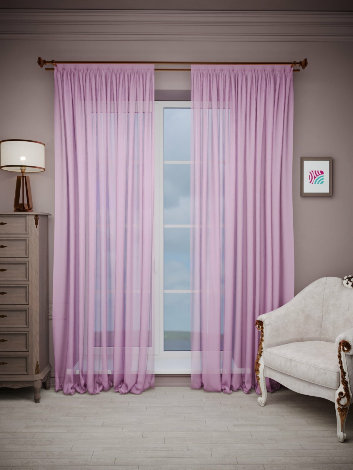 ВсеТканиТут Тюль"Вуаль Bacio дуэт" 300x280 фуксия 2шт