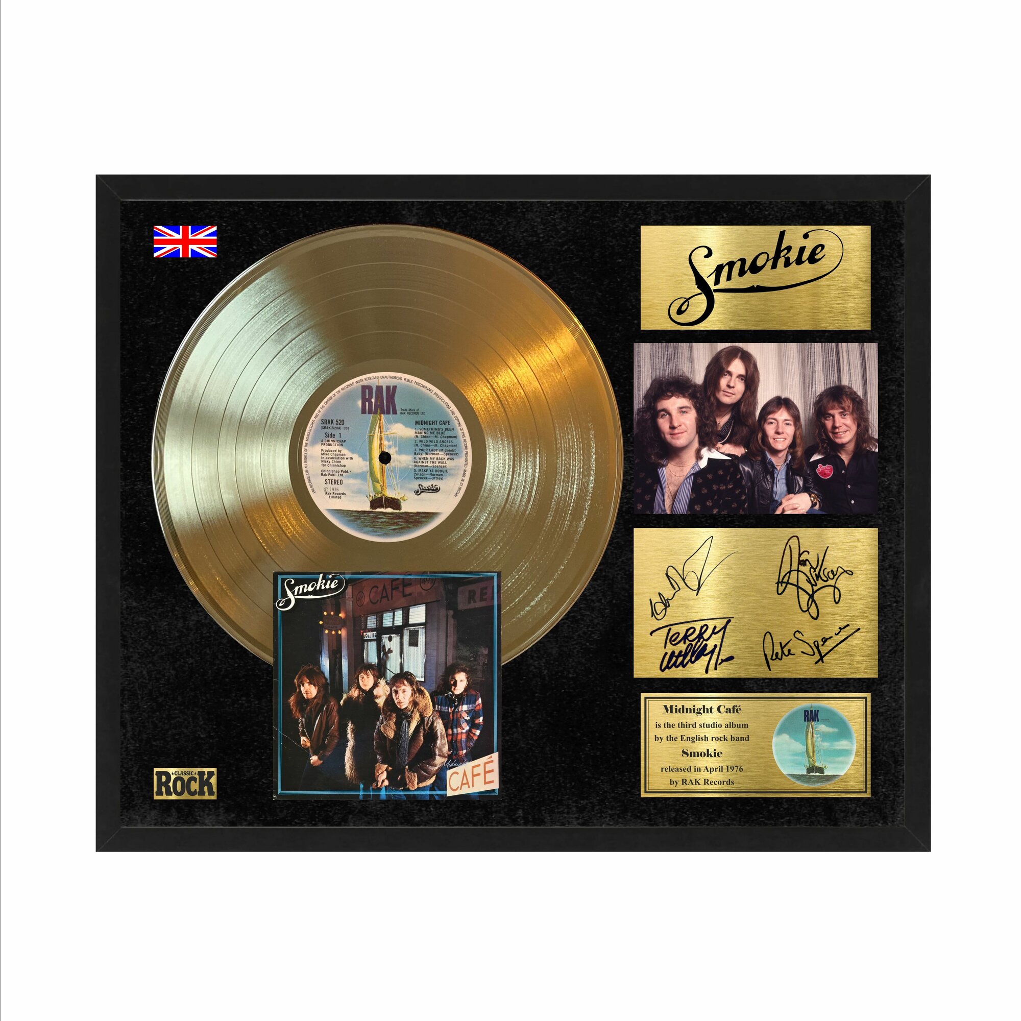 Smokie midnight cafe золотой винил с автографом в рамке