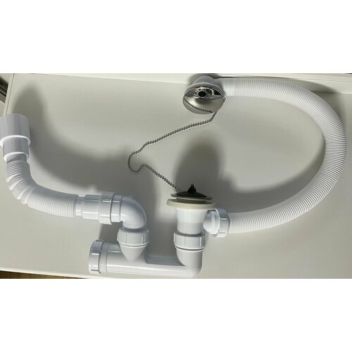 С В 2144-01 Сифон для ванн ALFA с нержавеющим выпуском переливом Агура и гибкой трубой 4050 550₽