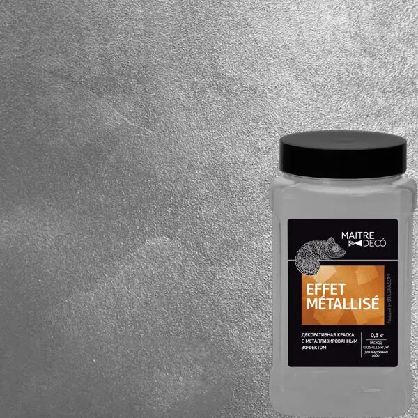 Краска декоративная Maitre Deco Effet Metallise Argent эффект металла 0.3 кг