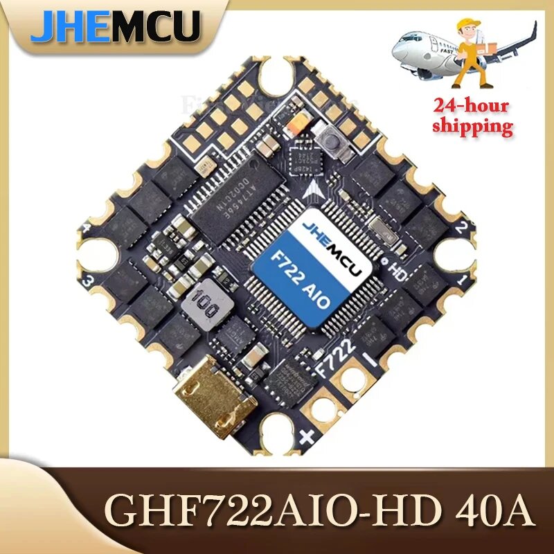 JHEMCU GHF722AIO-HD 40A Baro OSD BlackBox 5V BEC F722 pengendali agp BLHELIS 40A 4in1 ESC 2-6s для RC FPV